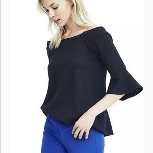 Banana Republic Off Shoulder Peplum Sleeve Wool Blend Top